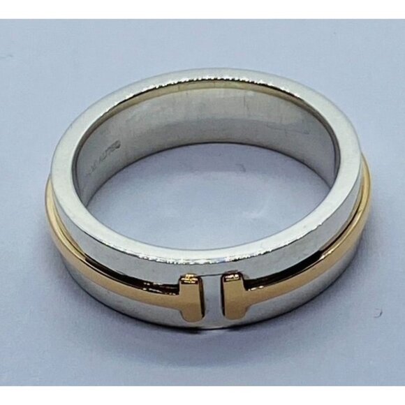 Authentic Tiffany & Co. Two T Rose 18k Gold & Sterling Silver Wide Ring SZ 6.75